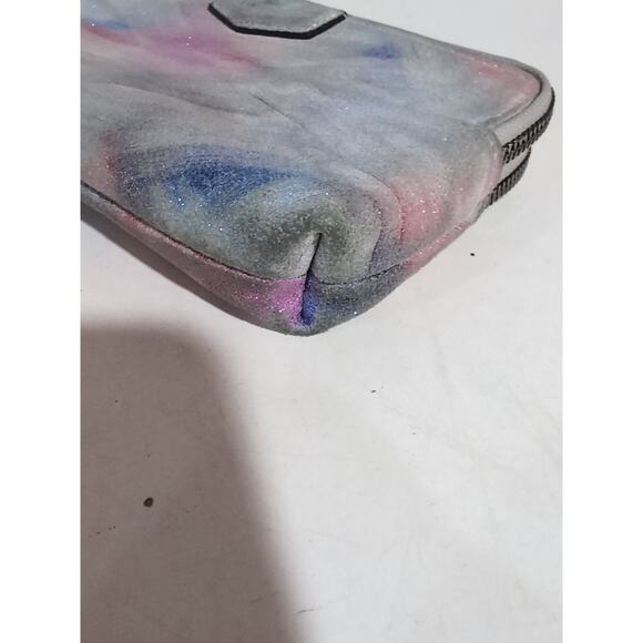 Aimee Kestenberg Gala Double Zip Violet Brushed Metallic Genuine Leather Clutch - Picture 8 of 16